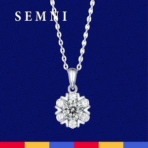 SEMNI Luxury 3.0CT-0.5CT Moissanite Diamond Snowflake colgante collar para mujeres hombres 925 plata esterlina brillante amor regalos