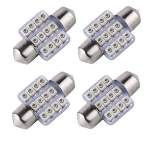 Sencart 4 piezas 12x2835SMD Festoon Car Map Dome LED Light DC 12V 31mm Blanco / Azul 1.5W