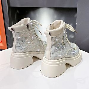 Sequin Women Diamond 951 Short 2024 automne hiver britannique British Fashion High Top Talon Lacet Lace Up Boots Outdoor Party Casual Shoes 231219 A