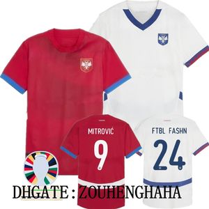 Serbia Soccer Jersey Euro Cup Srbija Equipo National Home Away Sergej Mitrovic Football Shirts Kit Vlahovic Pavlovic Tadic Milenkovic Zivkovic