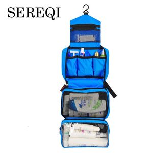 Sereqi Imperproofroproof Portable Oxford Tissu Travel Cosmetic Sac Hanging Wash Neutral Make Up Organizer salle de bain 240329