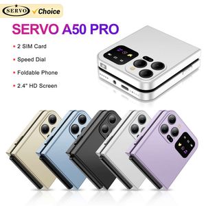 Servo A50 Pro Flip Phone Dual SIM Card GSM Electric Torch Automatic Call Enregistrement de 2,4 pouces Screen Roldable Mobile Phones Type-C