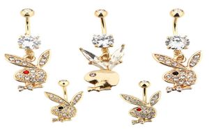 Lot de 5 anneaux de nombril en forme de lapin en acier inoxydable, anneau de nombril en forme de lapin, cadeaux pour hommes et femmes, 9131474