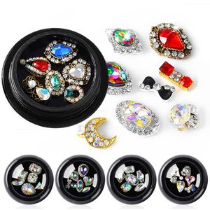 Juego de 6 piezas de diamantes de imitación de múltiples formas para decoración de uñas, joyas coloridas de aleación para belleza de uñas, manualidades DIY