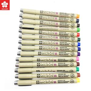 Ensemble de 8/14 couleurs SAKURA Pigma Micron Liner Pen 0.25mm 0.45mm couleur Fineliner lignes de dessin marqueur stylo étudiant fournitures d'art 231227