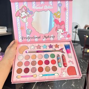 Conjuntos de 18 colores, juego de maquillaje Kawaii para niñas, cosméticos para niños, juego de regalo de maquillaje de Navidad, Kit de maquillaje profesional, cosméticos para niñas