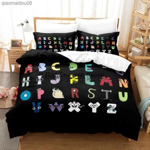 sets 2023 Alphabet Lore ensemble de literie simple double pleine reine roi taille ensemble de lit Aldult enfant chambre housse de couette ensembles Anime ensemble de draps L23