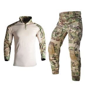 Sets Airsoft Paintball Hombres trabaja ropa de combate militar Uniforme +almohadillas Multibolle Tactical Camufas de camuflaje Suites de caza del ejército