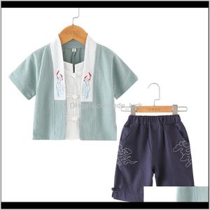 Ensembles Bébé Vêtements Bébé, Maternité Été Garçons T-Shirt Shorts Filles Style Chinois Imprimer Tops Enfants Vêtements Ensemble Rétro Tang Costume Pour 2-10