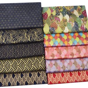 Ensembles de tissu en coton bleu Bronze japonais coloré, tissu imprimé pour tissu Textile Kimono, sacs de poupées à coudre, matériel de Patchwork