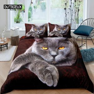 Sets Home Living Luxury 3D Cat libere Set Girl Coup de couette Set Set Oreadcase Kids Bedding Set Queen et King EU / US / AU / UK Taille