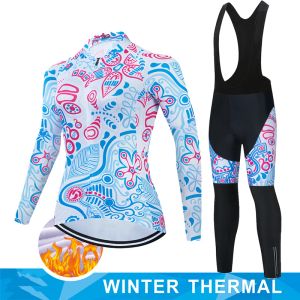 Ensemble Jersey Cycling Road Bike Uniform Vêtements Winter Thermal Fleece Set Set Femme Shorts Bicycle Clothes Mtb Pro Team Bib Shorts