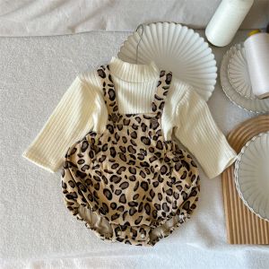Sets milancel 2022 Automn Baby Clothing Set Toddler Girls Baby Costumes Brief Blouse and Leopard Print BodySuit 2 PCS Toddler tenue