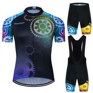 Conjuntos de camiseta de ciclismo de color azul y rosa de moxilyn, conjunto de verano de manga corta y pantalones cortos, ropa de material de alta calidad para bicicleta