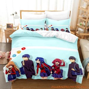 Sets New Toradora Liber Set Cartoon Anime Trépie-trois ans Set Adult Kid Bedroom Duvetcover Ensembles 3D Kawaii Girls Roupa de Cama Casal