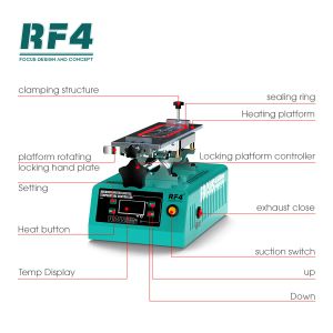 sets RF4 RFFREEDOM Máquina separadora de vacío Pantalla táctil giratoria Pegamento potente Eliminar laminación LCD OCA para herramientas de reparación de teléfonos