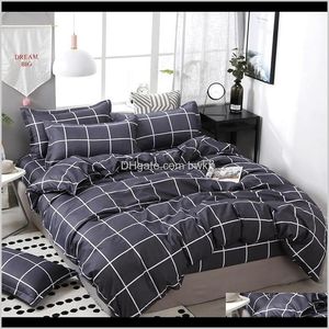 Ensembles fournitures textiles jardin livraison directe 2021 3/4 pièces/ensemble motif géométrique couette en coton literie noir linge de lit couette er ensemble gris non