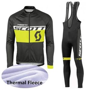 Conjuntos de ciclismo de invierno Conjunto de Jersey SCOTT Team Men Thermal Fleece Manga larga Camisas de ciclo Bib Pants Kits Ropa de bicicleta de montaña Racing Bicy