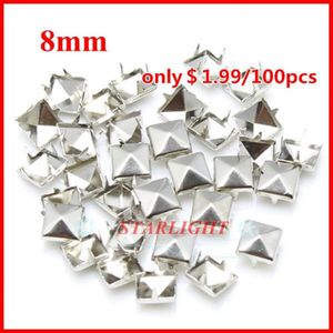 Notions de couture ou outils goujons et pointes 8mm pyramide Stud argent Punk Rock bricolage Rivet Spike 1000 pièces lot276c