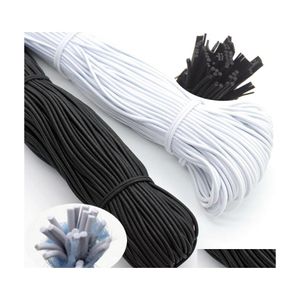 Notions de couture Outils de haute qualité ronde bande élastique cordon élastiques en caoutchouc blanc noir corde extensible pour coudre vêtement bricolage accessoires Dhfw8