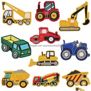 Notions de couture Outils Enfants Ingénierie Véhicule Fer Ceux Brodés Coudre Sur DIY Badge Appliques Voiture Tracteur Camion Décorationes Pour DHVXB