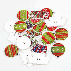 Couture Notions Outils Mix 2 trous 30/50 pièces Noël Merry Snowflake mixte bois Noël DIY couture boutons vêtements pour enfants scrapbook P230523