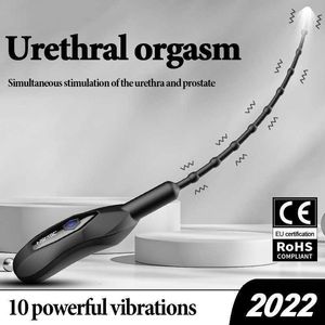 Masajeador sexual de 10 frecuencias, potente vibrador uretral para próstata, tapón para pene, dilatador de sonido para uretra para hombres