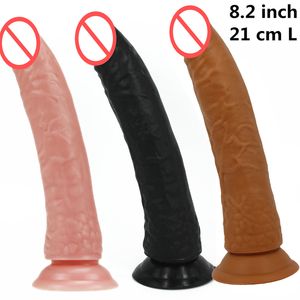 Masajeador sexual de 21cm, pene grande, consolador real, pene falso, pene largo, pene artificial realista, juguetes de masturbación femenina, productos sexuales para adultos para mujeres