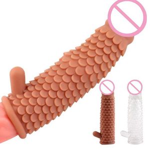 Jouet sexuel masseur 17CM réutilisable, extension du manchon du pénis, retarde l'éjaculation, jouets d'agrandissement du coq pour hommes, produit masculin