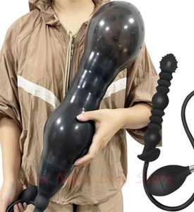 Juguete sexual Masajeador Expansión 1852 cm Súper largo Inflable Anal Plug Plegable Inflar Buttplug Enorme Consolador Bomba Bdsm Puño Correa en Pul4930932