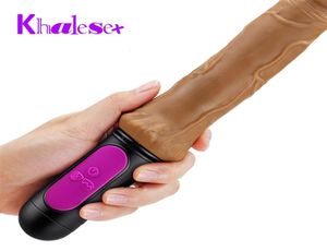 Juguete sexual Masajeador Calefacción Consolador realista Vibrador para mujer 10 velocidades Curva Suave Pene enorme Punto g Vagina Ano Masturbador Juguete para adultos1993861