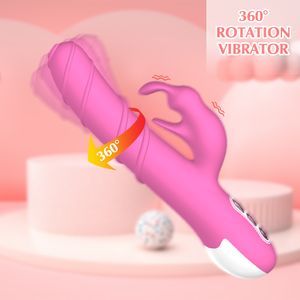 sex toy masajeador Masaje Vibrador de conejo giratorio de 360 grados Motor dual Punto G femenino 7 modos Masturbador Estimulador del clítoris Juguetes sexuales para mujer