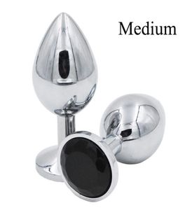 Sex toy masseur taille moyenne 80x33mm luxe argent fileté métal Butt Plug Anal Insert Sexy bouchon Anal Sex Toys Audlt Products1686616