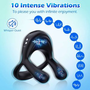 Sex Toy Masseur Nouveau Cock Ring pour Hommes Vibrant Homme 10 Fréquences de Vibration Cockrings Retarder L'éjaculation Pénis Anneaux Jouets Adulte 18