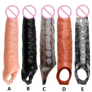 Sex Toy Masseur Réutilisable Penis Sleeve Extender Big Cock Extension Agrandir Adulte pour Hommes Penile Agrandissement Délai