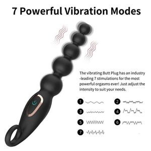 Sex toy masager s Toy Massager Fbhsecl Anal Beads Vibrator Training 7 Frecuencia para mujeres Estimulador de próstata Pull Ring Plug Butt M1PW EPRY