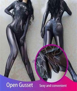 Sexy Black Cat Superhero Cosplay Cosplay para mujeres Halloween Navidad apretada 3D Jumpuit Bodysuit318u9859389
