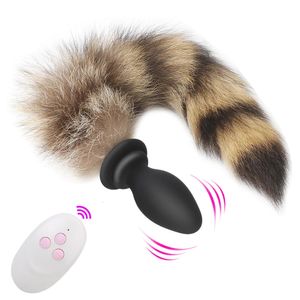 Sexy Fox Tail Fur anal plug for women vibrateurs sans cords fest dilator anus Expander Men Couple Flirt Tools Toys Sex Toys Adult Games 240408