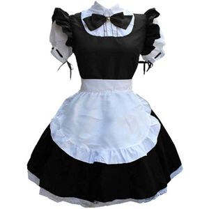 Sexy Français Maid Costume Doux Gothique Lolita Robe Anime Cosplay Sissy Maid Uniforme Plus La Taille Halloween Costumes Pour Les Femmes 2021 Y0903