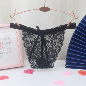 Tanga con nudo de lazo de línea de encaje Ver a través de cintura baja G Strings T Back ropa interior sexy Lencería para mujer ropa will y regalo de arena