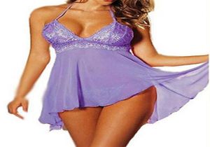 Lingeri Sexy Womens Lacewear Sleeping Sheer Purple Babydoll Lingerie Nighty Plus Size Au246J2728758