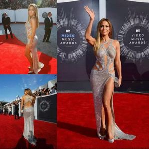 Robes de soirée de luxe sexy avec bretelles croisées robe de bal Jennifer Lopez abordable fendu sequin dos nu Sier Celebrity robes de tapis rouge