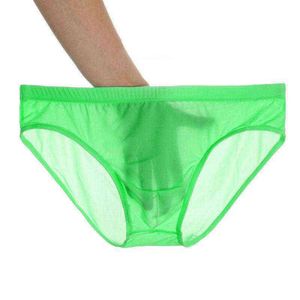 Ropa interior de hombre sexy de gran tamaño de secado rápido de seda de hielo 3D U bolsa convexa pantalones cortos masculinos de cintura baja transparente transpirable sin costuras breve A73 Y220426