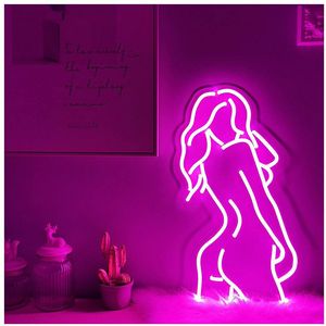 Sexy Neon Light Signs Personnalisé Nu Lady Art Décorations Murales Flexible Led Pour Chambre Club Décorations De Fête D'anniversaire Boutique Bar Signe