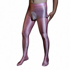 Pantalones aceitosos sexy Leggings para hombre con piel suave Seda Alta elasticidad Calcetines ajustados para diversión Pantal Homme Rosa Negro r2oY #