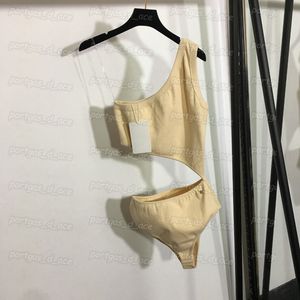 Traje de baño sexy de un hombro Traje de baño de cintura hueca de moda para mujer Traje de baño de una pieza con correa transparente
