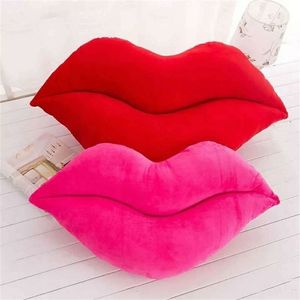 Cojín de almohada grande con labios rojos sexy, juguetes de peluche creativos encantadores, regalo de Festival, bonito 220628