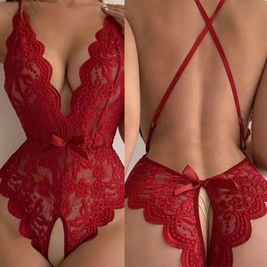 Sexy Set Erotic sexy lingerie womens open style crotch less Porn Babydoll dress lace tight fitting underwear exotic clothing 231215