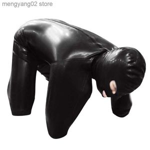 Sexy Set Men Sexy Wetlook Faux Leather Latex Catsuit Body Lencería erótica zentai gay cosplay fetish Wear pvc come Black Prisoner T230530