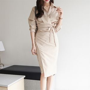 Robe chemise sexy dames coréennes été cabaret bureau serré robes formelles pour femmes 210602